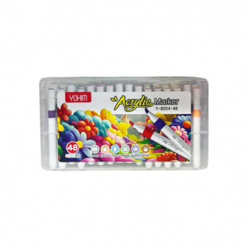 Маркеры арт. Y-8004-48 Акриловые 48 шт. "Цветы" в прозрачном кейсе| Маркеры арт. Y-8004-48 Акриловые 48 шт. "Цветы" в прозрачном кейсе|