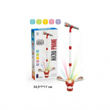 Микрофон арт. 6814-A На стойке красный свет, звук в кор. 34,5*7*17 Микрофон арт. 6814-A На стойке красный свет, звук в кор. 34,5*7*17