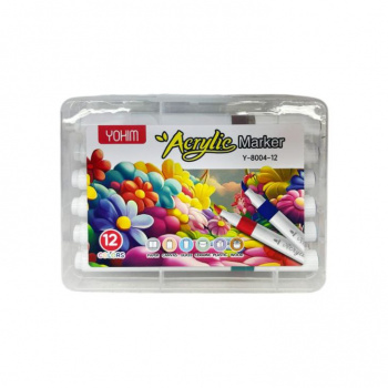 Маркеры арт. Y-8004-12 Акриловые 12 шт. "Цветы" в прозрачном кейсе| Маркеры арт. Y-8004-12 Акриловые 12 шт. "Цветы" в прозрачном кейсе|