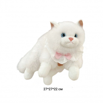 им Кошка арт. DYB-2026-7-2 Белая с воротничком 27 см в пак._ им Кошка арт. DYB-2026-7-2 Белая с воротничком 27 см в пак._