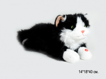 им Кот арт. 209094 Пушистый черно-белый лежит мяукает 40 см в пак. им Кот арт. 209094 Пушистый черно-белый лежит мяукает 40 см в пак.