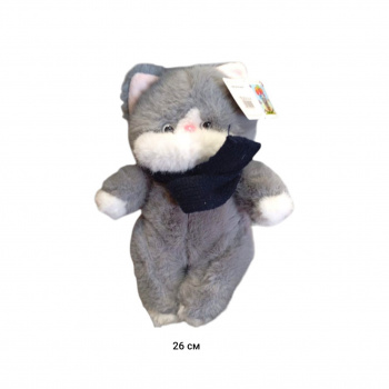 им Кот арт. YE25219-2-5 Пушистый серый в шарфе муз. 26 см в пак.) им Кот арт. YE25219-2-5 Пушистый серый в шарфе муз. 26 см в пак.)